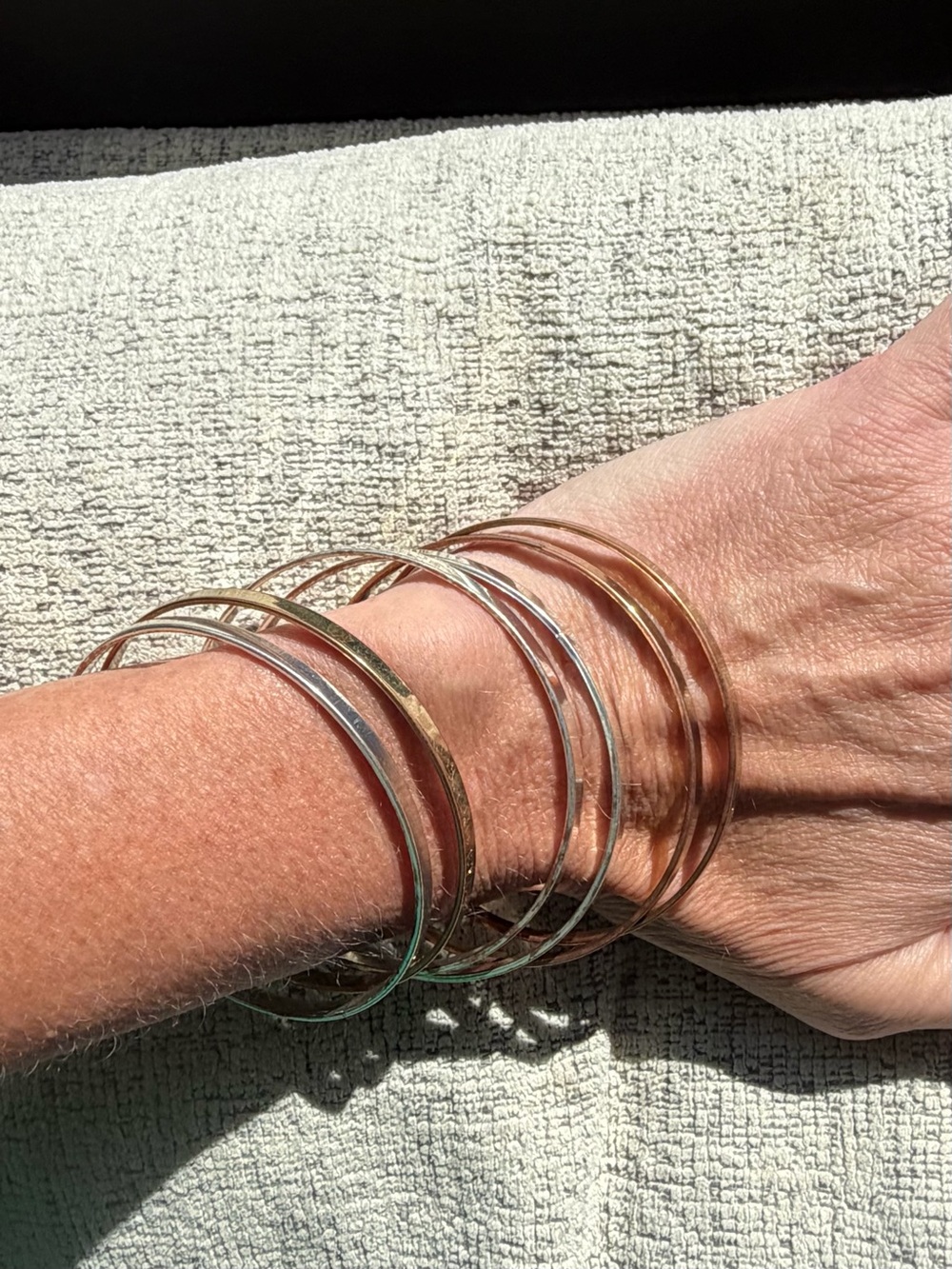 Mixed Metal Women's Bangle Bracelet Set - Gold & Silver